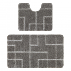 Dvojdielny kúpeľňový set koberec SUPREME LINES, linky, protišmykový, mäkký - šedá