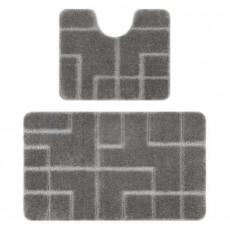 Set da bagno due pezzi tappeto SUPREME LINES, antiscivolo, morbido - grigio
