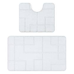 Conjunto de banheiro de duas peças Tapete SUPREME LINES, linhas, antiderrapante, macio - branca