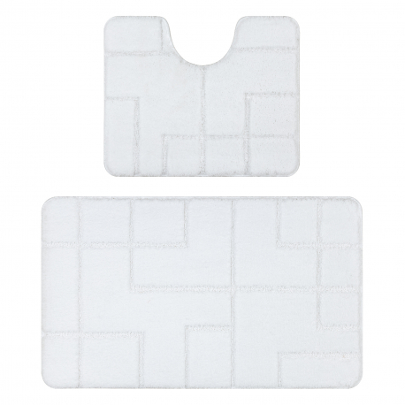 Dvojdielny kúpeľňový set koberec SUPREME LINES, linky, protišmykový, mäkký - biela
