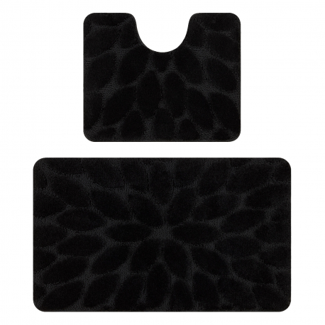 Set da bagno due pezzi tappeto SUPREME STONES, antiscivolo, morbido - nero