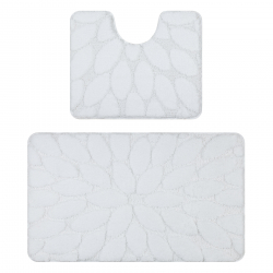 Dvojdielny kúpeľňový set koberec SUPREME STONES, kamene, protišmykový, mäkký - biela