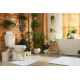 Kétrészes fürdőszoba készlet szőnyeg SUPREME STONES, kövek, csúszásmentes, puha - fehér