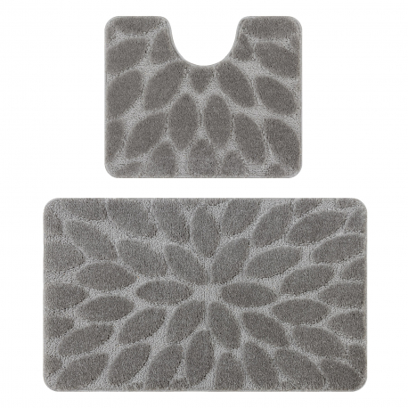 Set da bagno due pezzi tappeto SUPREME STONES, antiscivolo, morbido - grigio