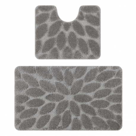 Two-piece bathroom set rug SUPREME STONES, non-slip, soft - grey