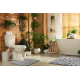 Tweedelige badkamerset tapijt SUPREME STONES, stenen, antislip, zacht - grijs