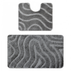  Juego de baño de dos piezas alfombra SUPREME WAVES, ondas, antideslizante, suave - gris
