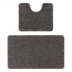 Dvojdielny kúpeľňový set koberec SANTA hladký, protišmykový, mäkký - šedá