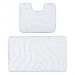 Conjunto de banheiro de duas peças Tapete SUPREME WAVES, ondas, antiderrapante, macio - branca