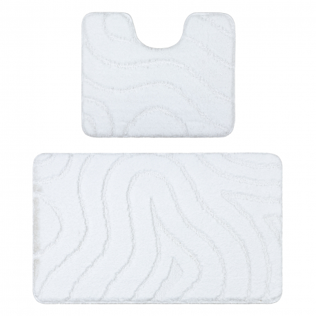 Dvojdielny kúpeľňový set koberec SUPREME WAVES, vlny, protišmykový, mäkký - biela