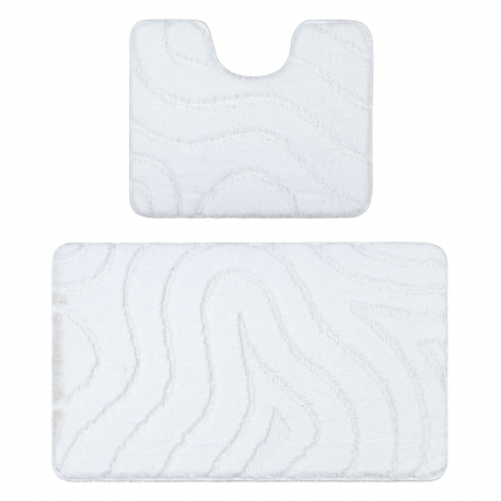 Set da bagno due pezzi tappeto SUPREME WAVES, antiscivolo, morbido - bianco
