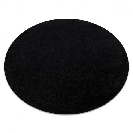 Tapis BUENOS cercle 6649 shaggy uni, couleur unique noir