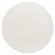 Alfombra BUENOS circulo 7001 shaggy liso, de un solo color blanco