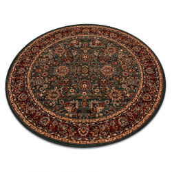 Koberec okrúhly KASHQAI 4362 400 ornament zelený / vin roșu