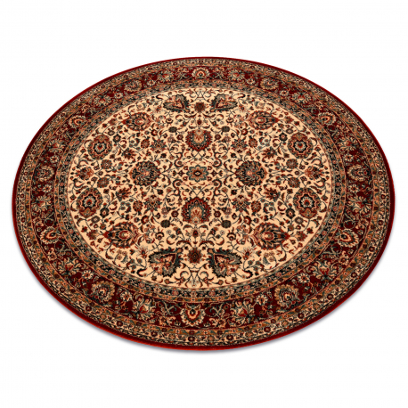 Wool carpet KASHQAI 4362 102 circle ornament beige / claret