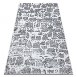 Moderný MEFE koberec 6184 Dlažba tehla - Štrukturálny, dve vrstvy rúna tmavosivá