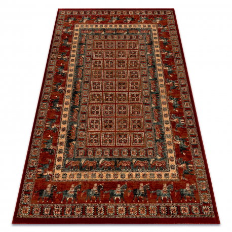 Wollen tapijt KASHQAI 4301 300 oosters, kader terracotta / groen