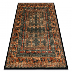 Tapis en laine KASHQAI 4301 500 oriental, cadre beige / vert