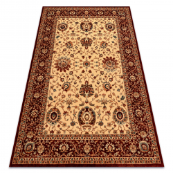 Tapis en laine KASHQAI 4303 106 Fleurs, cadre beige / bordeaux