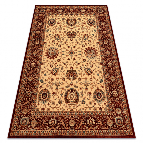 Wool carpet KASHQAI 4303 106 Flowers, frame beige / claret