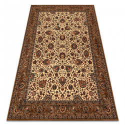 Tapis en laine KASHQAI 4362 103 Fleurs, cadre beige / bordeaux