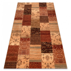 Tapis en laine KASHQAI 4327 101 Patchwork terre cuite