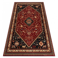 Tapis en laine KASHQAI 4364 301 oriental, cadre bordeaux / noir