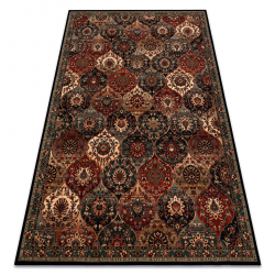 Tapis en laine KASHQAI 4373 500 oriental, treillis vert / bordeaux