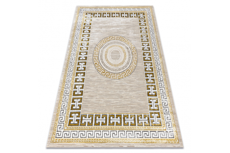 Dywan BLISS Z205AZ127 krem / złoty - Ramka, grecki, nowoczesny, strukturalny  - Rozmiar : 80x150 cm