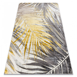 Tapis BLISS Z217AZ276 doré / gris - Feuilles de palmier, moderne, structurel