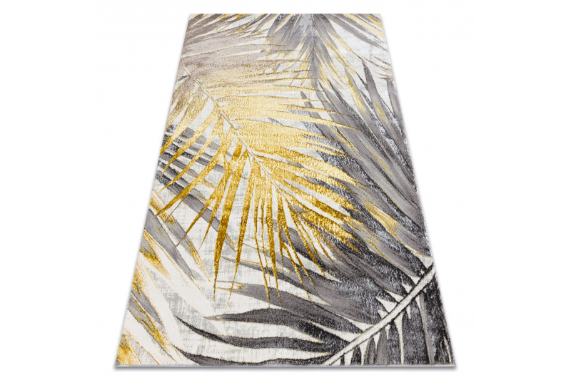 Dywan BLISS Z217AZ276 złoty / szary - Liście Palmy, nowoczesny, strukturalny  - Rozmiar : 180x270 cm