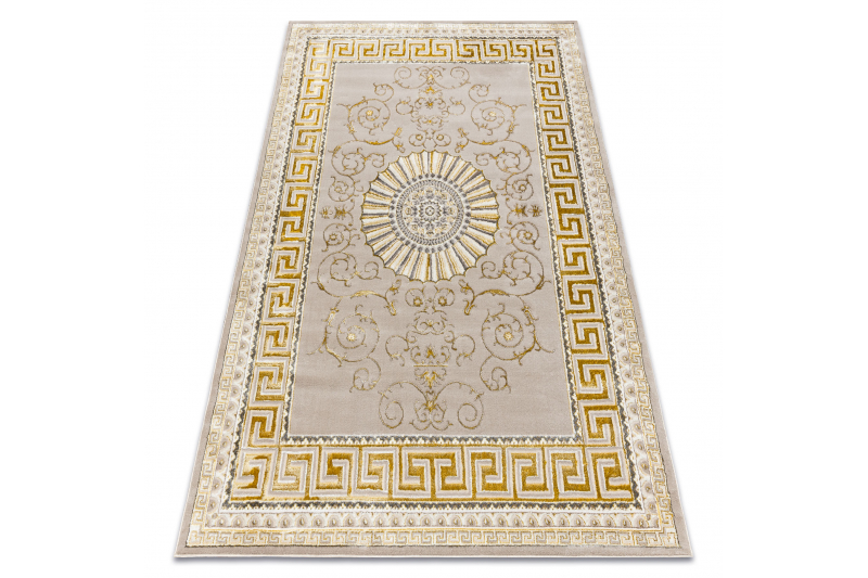 Dywan BLISS Z160AZ147 ciemny beż / złoty - Ramka, grecki ekskluzywny, strukturalny  - Rozmiar : 120x170 cm