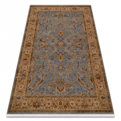 Tapete KESHAN franjas, Quadro oriental 7875/53544 bege / azul