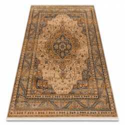 Tappeto KESHAN frange, Ornamento, telaio orientale 8995/53565 beige / bleu