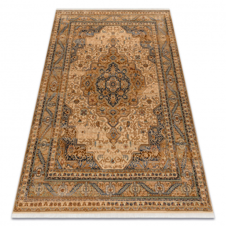 Tapis KESHAN franges, Ornement, cadre oriental 8995/53565 beige / bleu