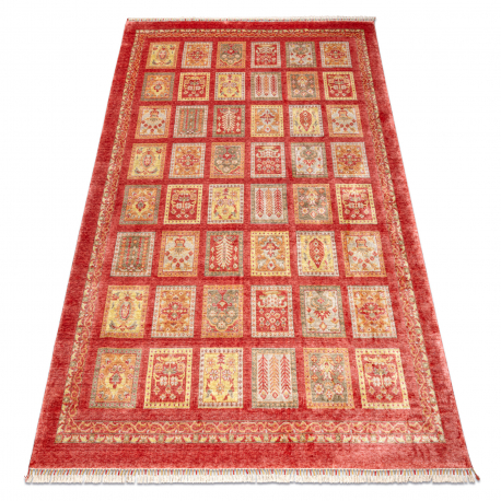 HERIZ A0985A tapijt Oriental, frame bordeauxrood - bamboe garen, exclusief, stijlvol