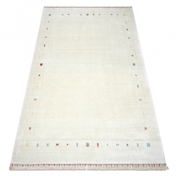 Tapis HERIZ A0987C Cadre crème - fil de bambou, exclusif, élégant