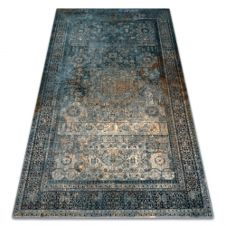 Alfombra de lana OMEGA Mamluk Vintage, roseta azul oscuro