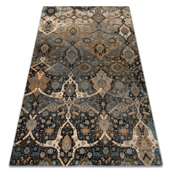 Alfombra de lana SUPERIOR KIRMAN oriental, coñac, beige