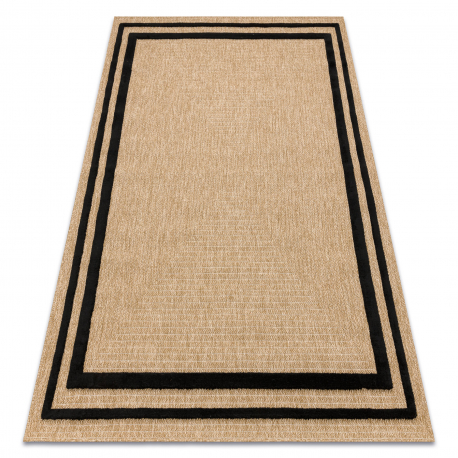 SPARK 0687 beige / schwarz Teppich - Rahmen, Sisal, Strukturell