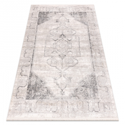 DISTIN 0107B grey / light grey / white modern carpet - Ornament, frame, vintage, fringes