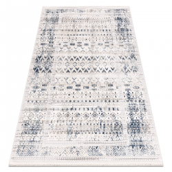 DISTIN 0833A navy blue / blue / white modern carpet - Boho, vintage, fringes