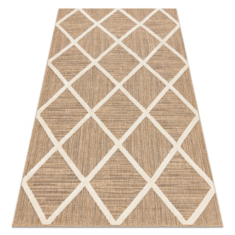 SPARK 0708A beige / cream carpet - trellis, diamonds, sisal, structural