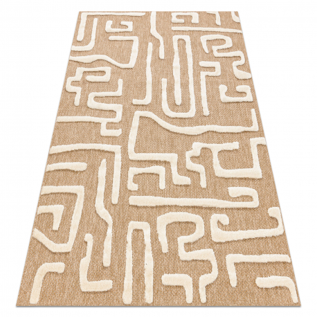 Tapis SPARK 0711A beige / crème - Labyrinthe, sisal, structurel