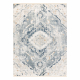 DISTIN 0816A blu / verde chiaro / bianco tappeto moderno - Ornamento, vintage, frange