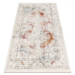 Tapis moderne DISTIN 0100B rose / poudre / blanc - Ornement, vintage, franges