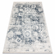 DISTIN 0822A navy blue / blue / white modern carpet - Rosette, vintage, fringes