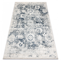 Tapis moderne DISTIN 0822A bleu marine / bleu / blanc - Rosace, vintage, franges