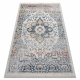 Tapis moderne DISTIN 0834A bleu marine / bleu / jaune / terre cuite - Ornement, vintage, franges