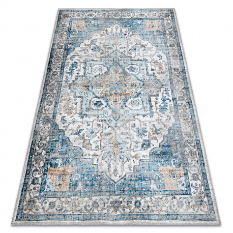 Alfombra SAMPLE FC 8011 Ornamento marco azul / beige